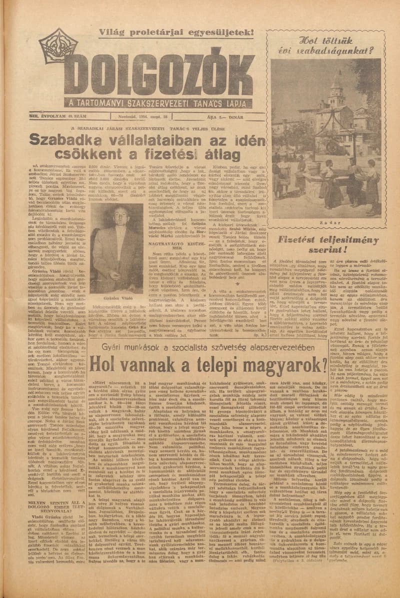 Dolgozók, 8. évf. 1954. szeptember 28. 40. sz.