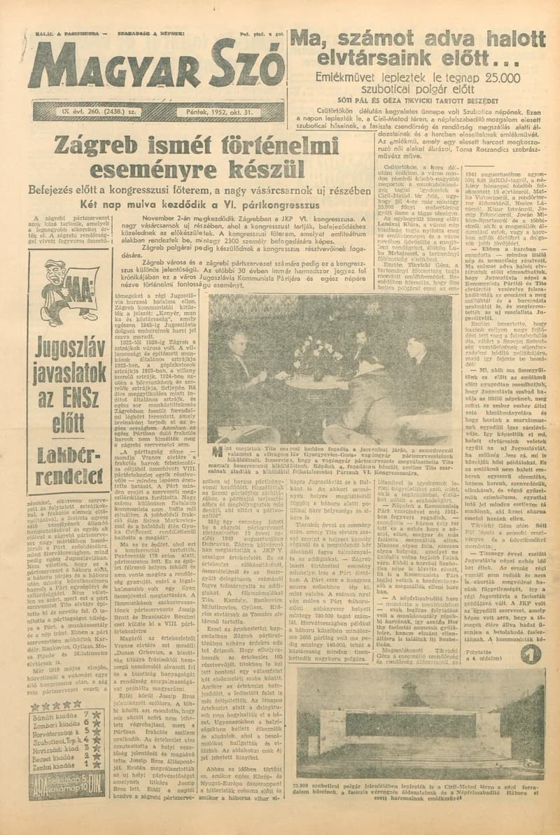 Magyar Szó, 9. évf. 1952. október 31. 260. sz. 1–10. oldal