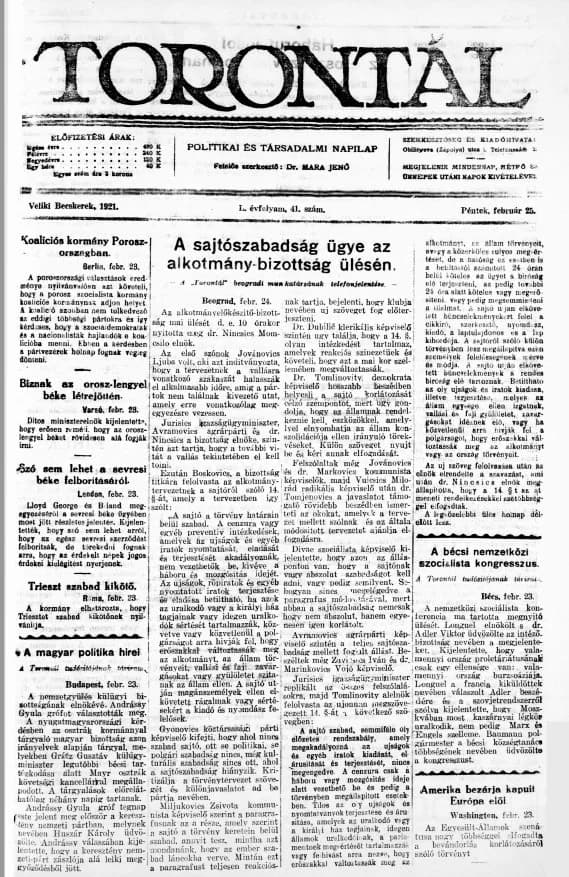 Torontál, 50. évf. 1921. február 25. 41. sz.
