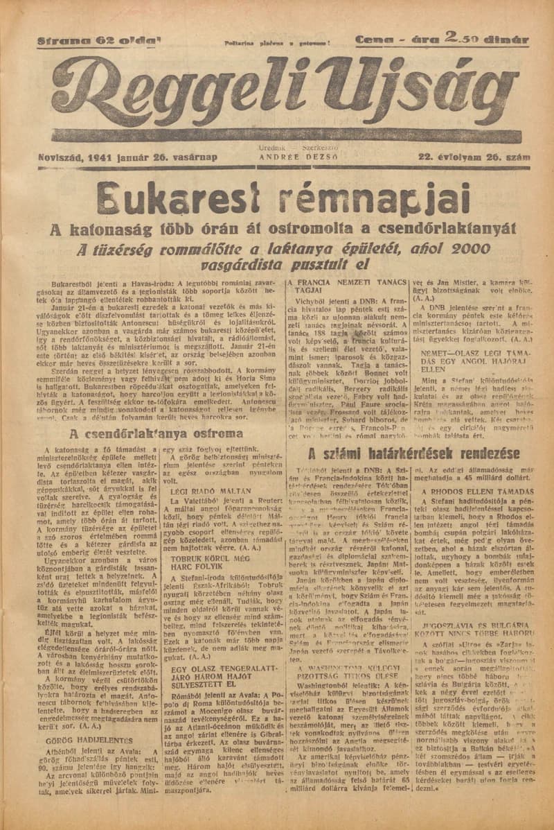 Reggeli Újság, 22. évf. 1941. január 26. 26. sz.