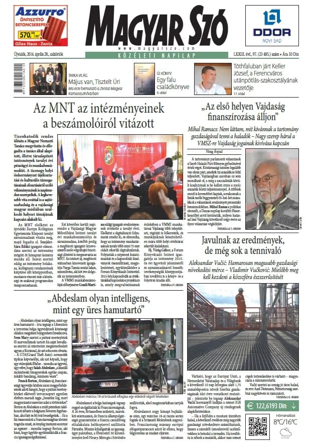 Magyar Szó, 73. évf. 2016. április 28. 97. sz. 1–20. oldal