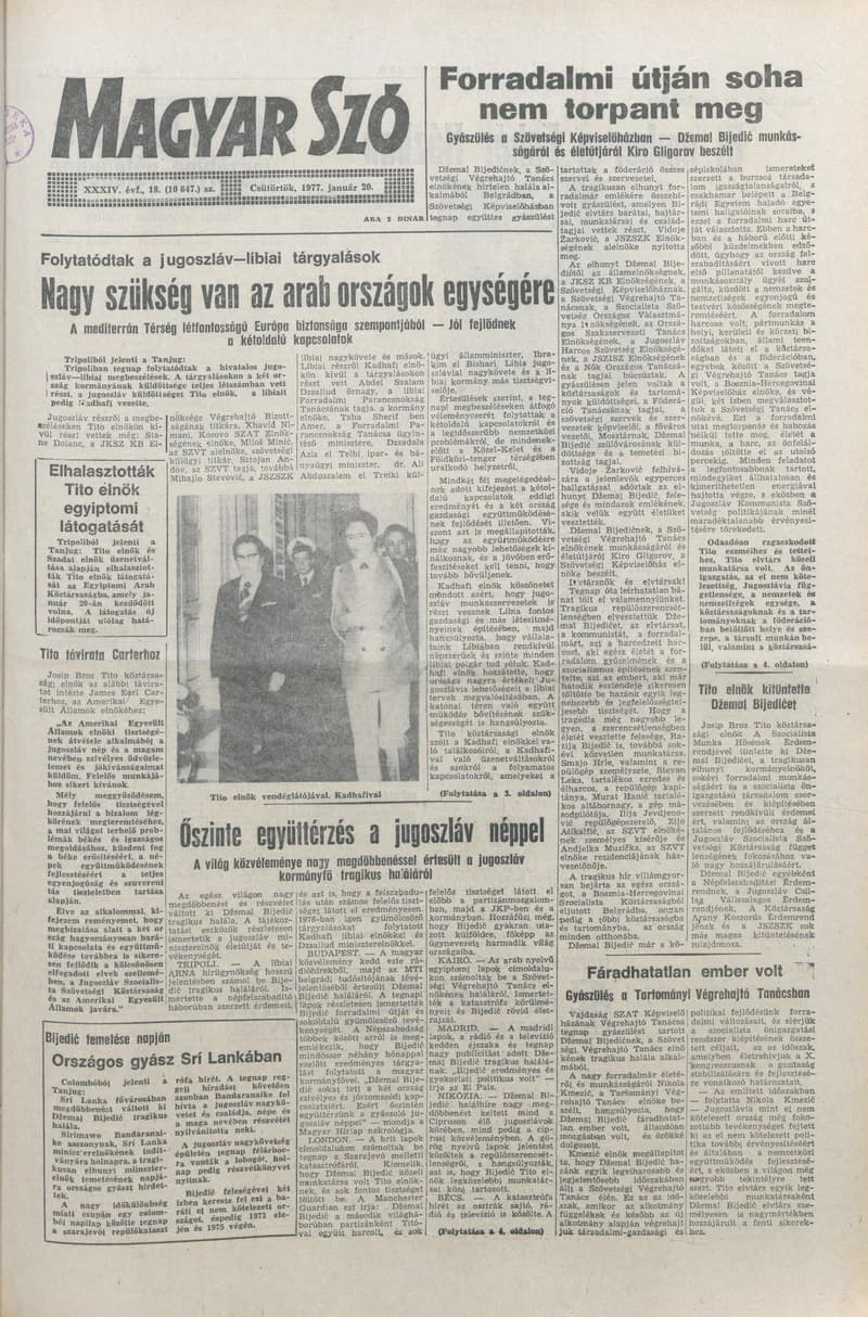 Magyar Szó, 34. évf. 1977. január 20. 18. sz.