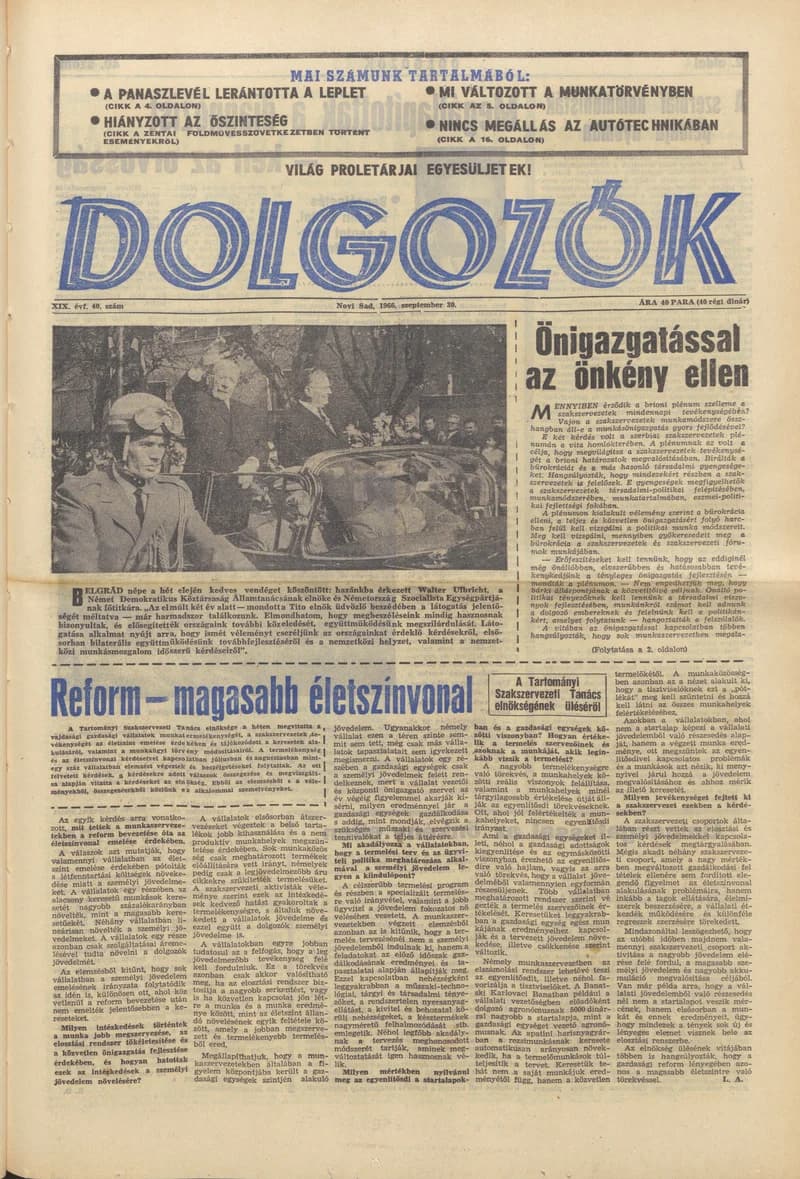 Dolgozók, 20. évf. 1966. szeptember 30. 40. sz.