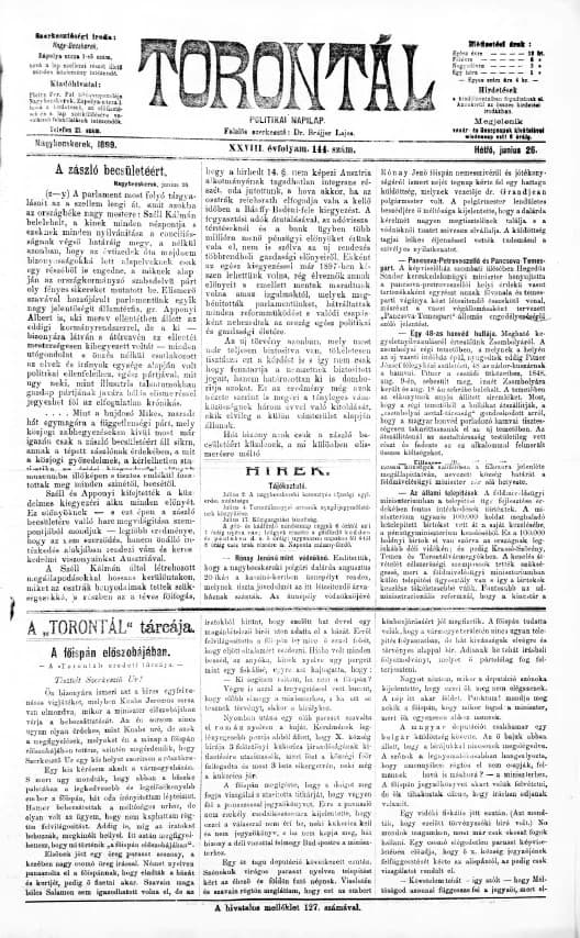 Torontál, 28. évf. 1899. június 26. 144. sz.