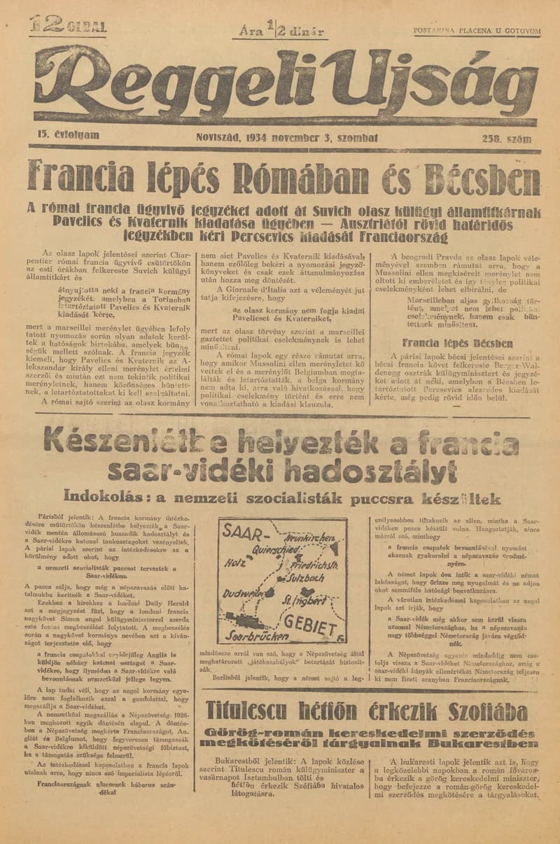 Reggeli Újság, 15. évf. 1934. november 3. 258. sz.