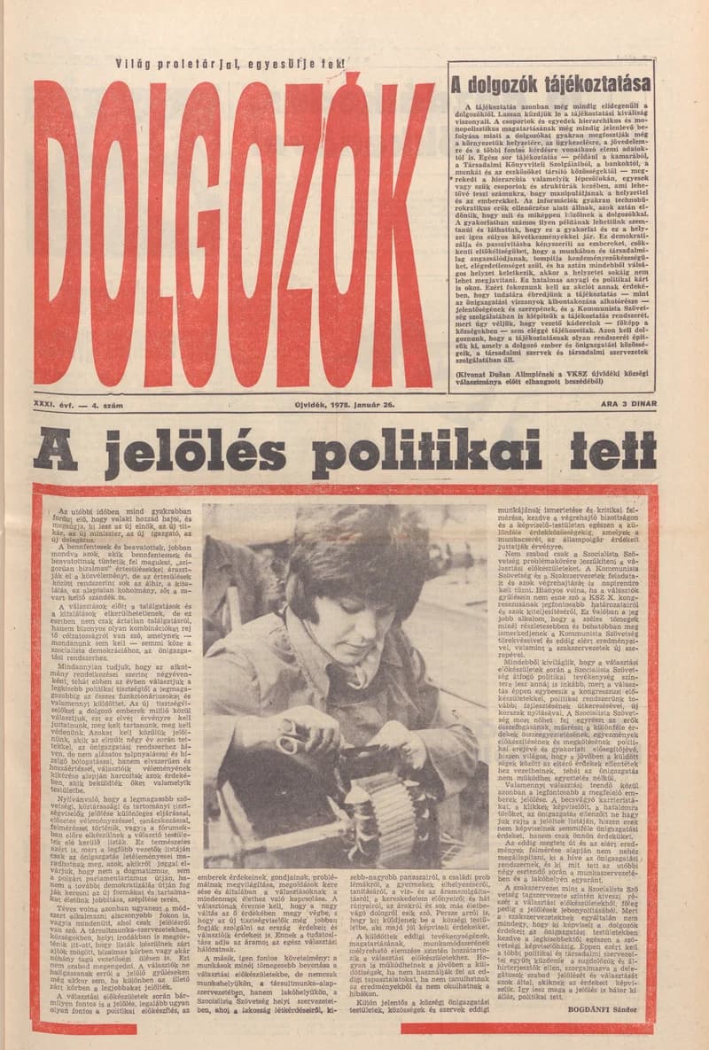 Dolgozók, 32. évf. 1978. január 26. 4. sz.