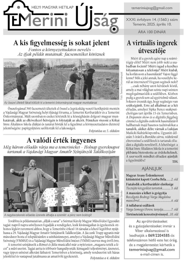 Temerini Újság, 31. évf. 2025. április 10. 14. sz.