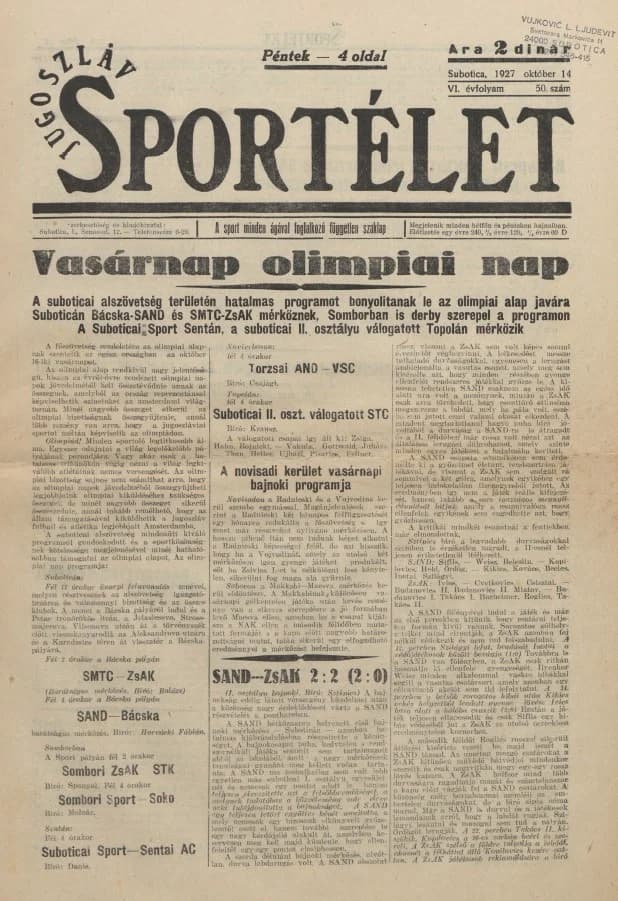 Jugoszláv sportélet, 6. évf. 1927. október 14. 50. sz.