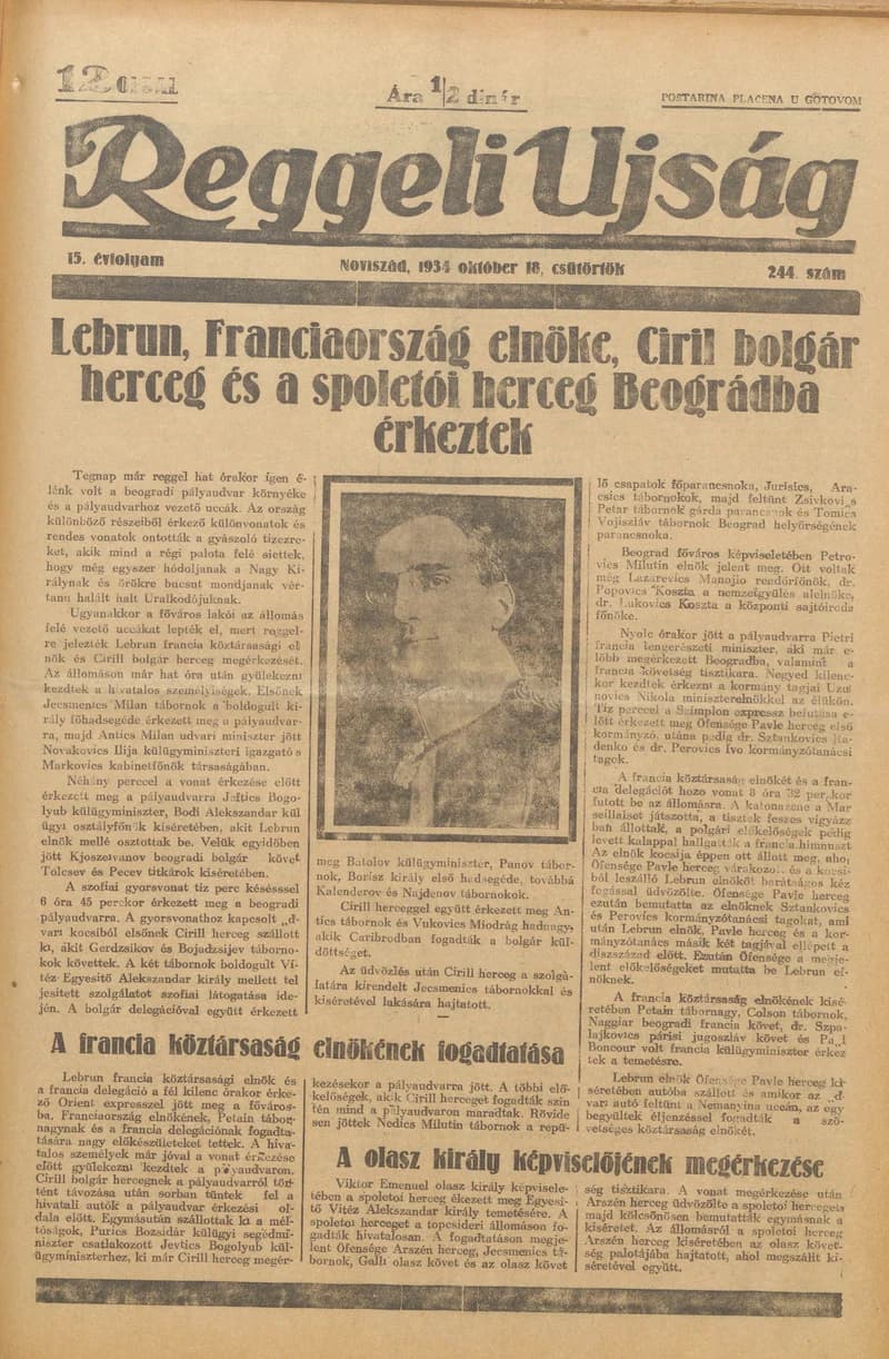 Reggeli Újság, 15. évf. 1934. október 18. 244. sz.
