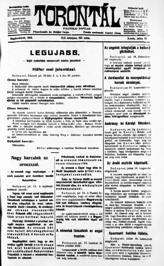 Torontál, 45. évf. 1916. július 19. 163. sz.
