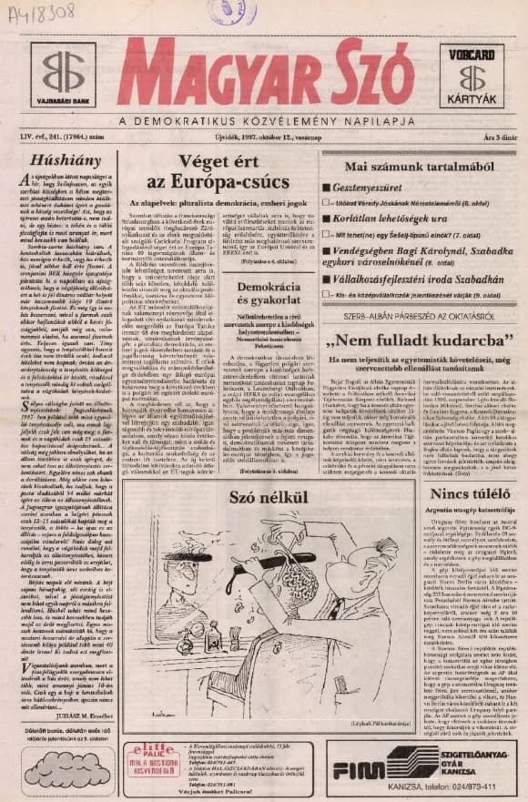 Magyar Szó, 54. évf. 1997. október 12. 241. sz. 1–24. oldal