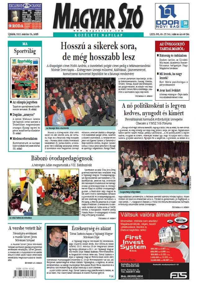 Magyar Szó, 69. évf. 2012. március 26. 69. sz. 1–16. oldal