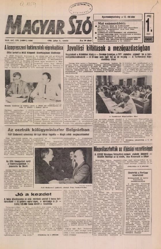 Magyar Szó, 43. évf. 1986. július 2. 179. sz. 1–16. oldal