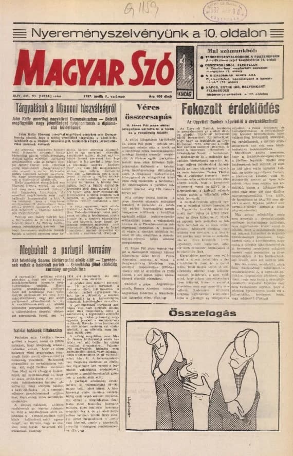 Magyar Szó, 44. évf. 1987. április 5. 93. sz. 1–32. oldal