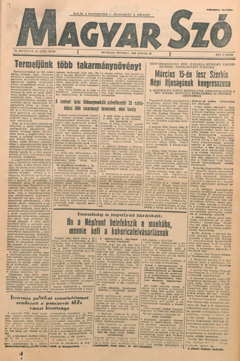 Magyar Szó, 6. évf. 1949. január 29. 24. sz. 1–4. oldal