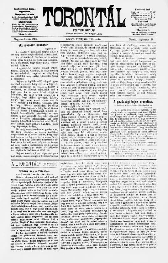 Torontál, 35. évf. 1906. augusztus 29. 196. sz.