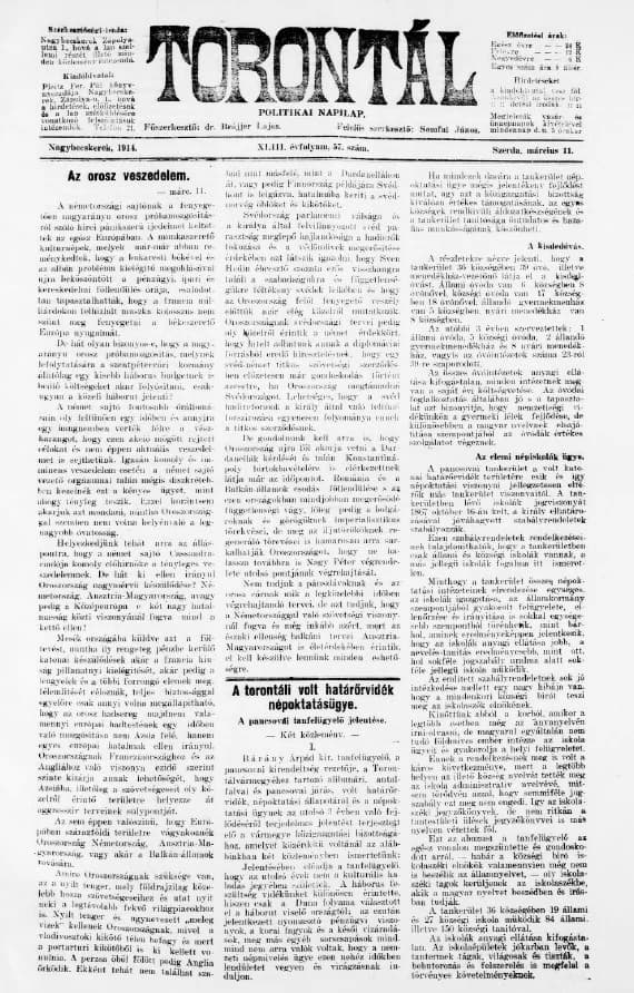 Torontál, 43. évf. 1914. március 11. 57. sz.