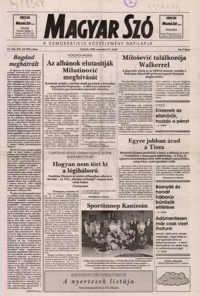 Magyar Szó, 55. évf. 1998. november 17. 274. sz. 1–16. oldal