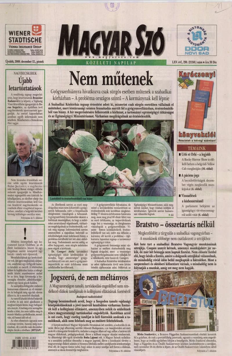 Magyar Szó, 65. évf. 2008. december 12. 290. sz. 1–20. oldal