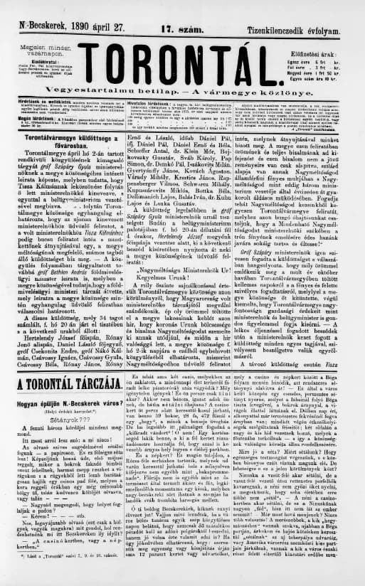 Torontál, 19. évf. 1890. április 27. 17. sz.
