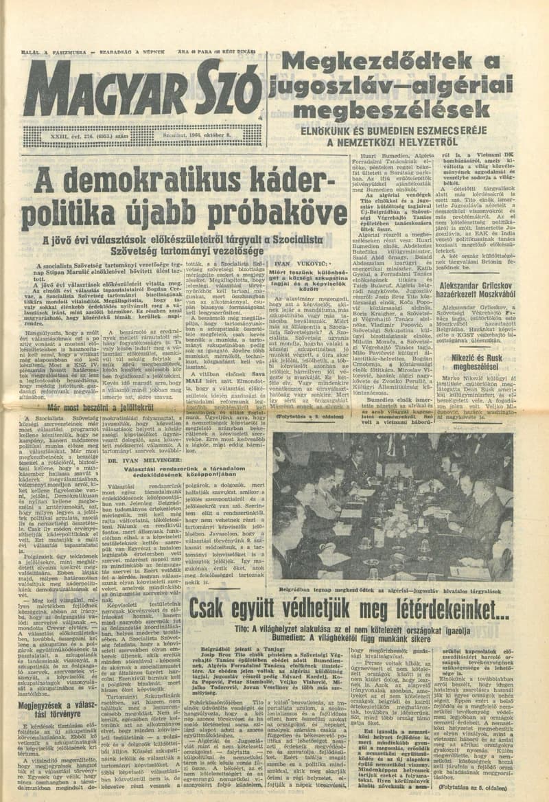 Magyar Szó, 23. évf. 1966. október 8. 276. sz.