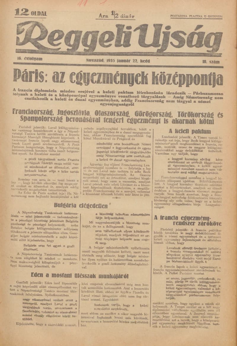 Reggeli Újság, 16. évf. 1935. január 22. 18. sz.