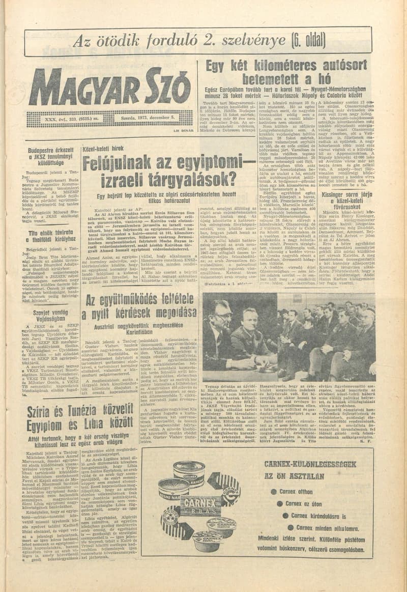 Magyar Szó, 30. évf. 1973. december 5. 333. sz.
