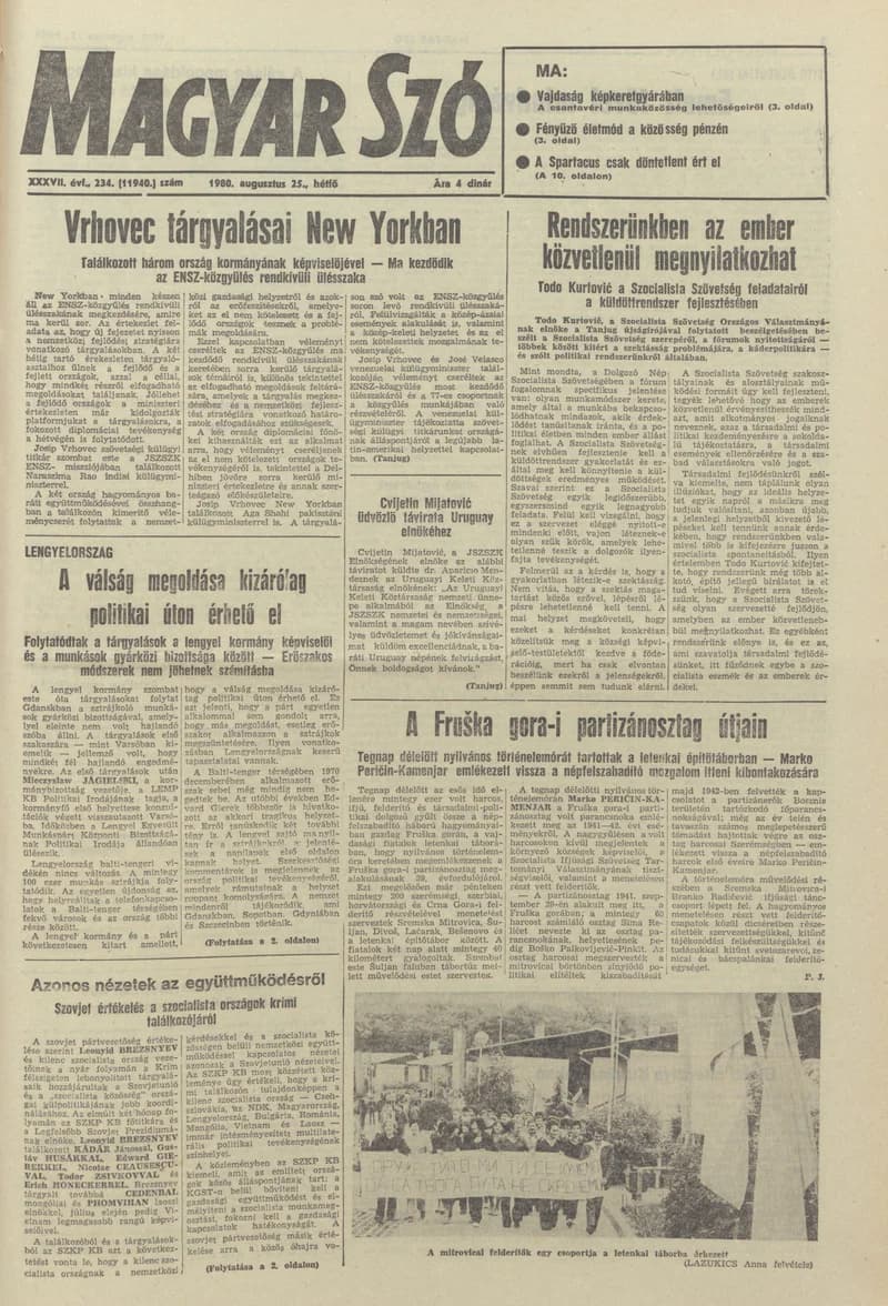Magyar Szó, 37. évf. 1980. augusztus 25. 234. sz. 1–16. oldal