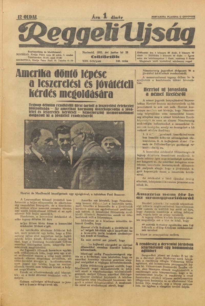 Reggeli Újság, 13. évf. 1932. június 23. 146. sz.