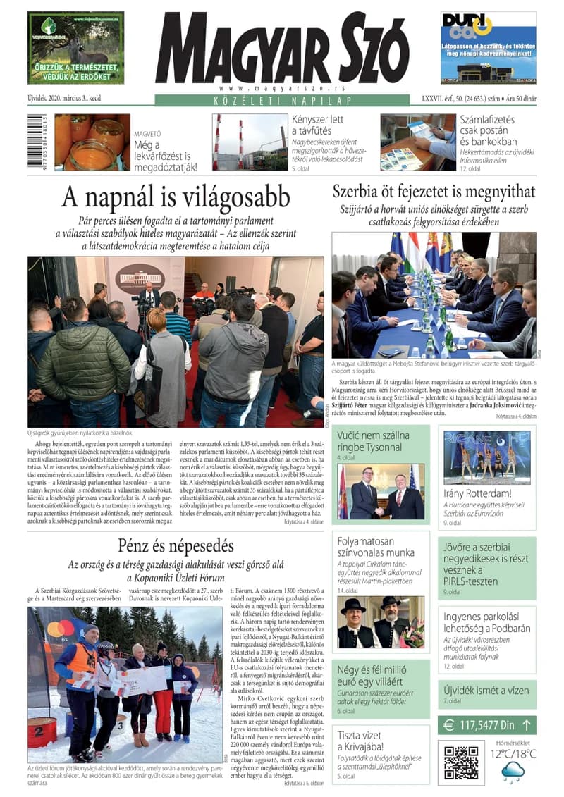 Magyar Szó, 77. évf. 2020. március 3. 50. sz. 1–20. oldal