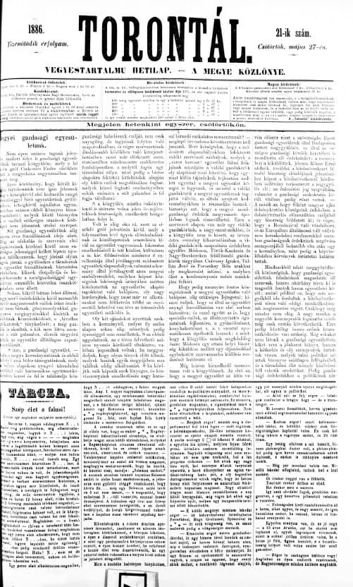 Torontál, 15. évf. 1886. május 27. 21. sz.