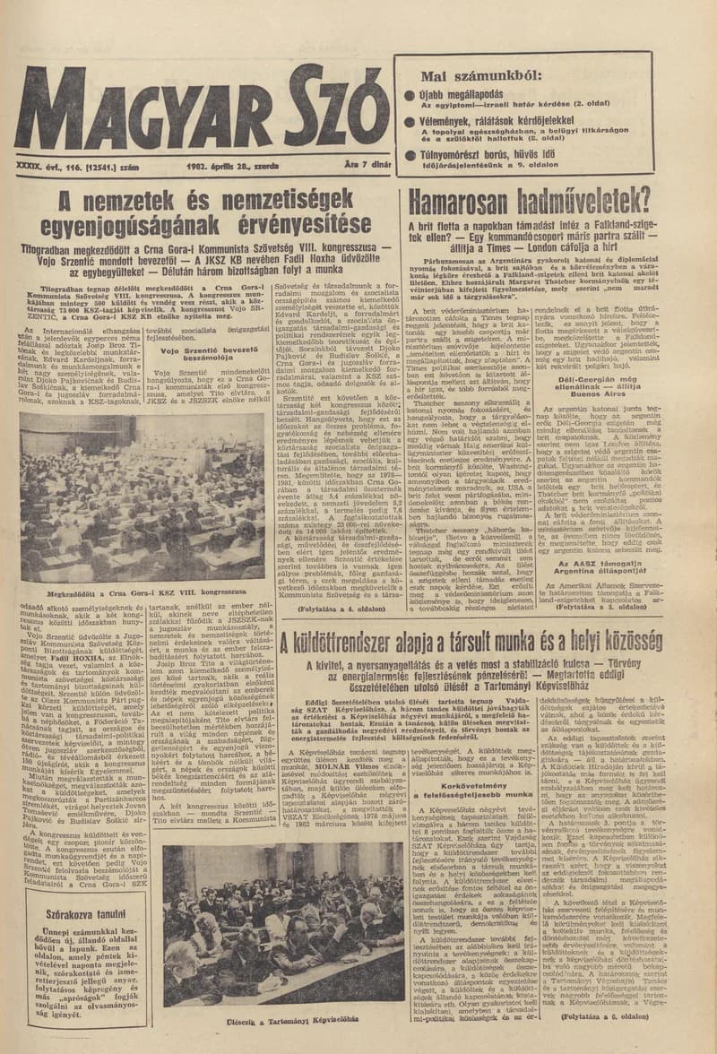 Magyar Szó, 39. évf. 1982. április 28. 116. sz. 1–20. oldal