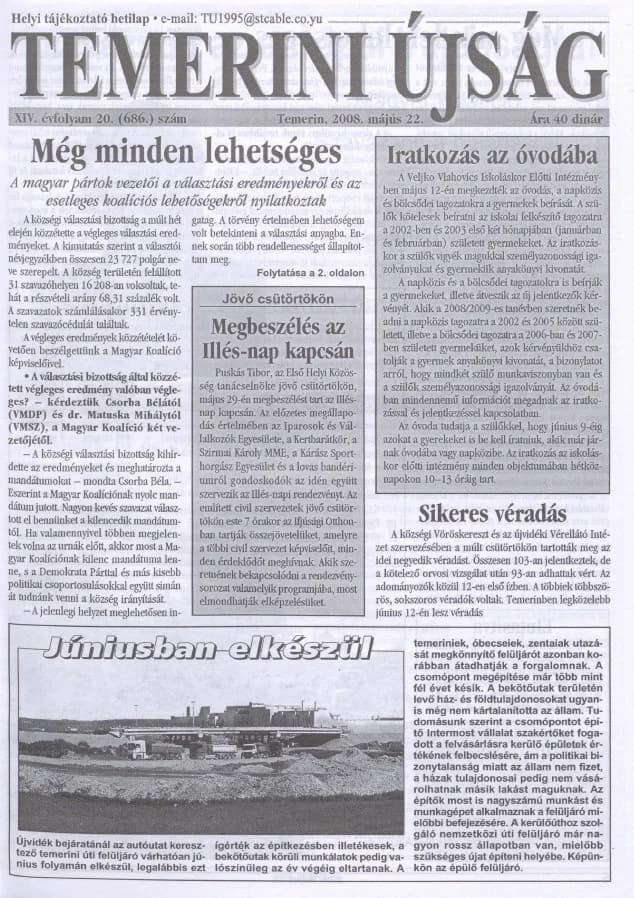 Temerini Újság, 14. évf. 2008. május 22. 20. sz.
