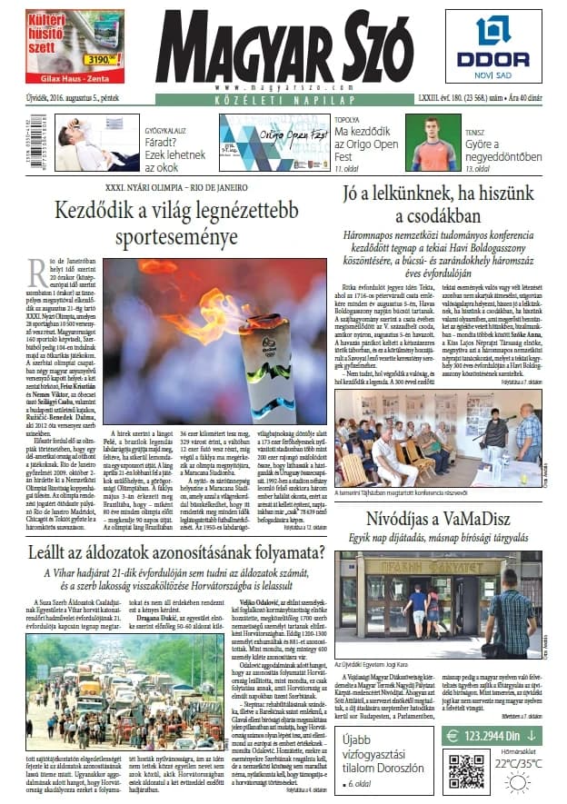Magyar Szó, 73. évf. 2016. augusztus 5. 180. sz. 1–16. oldal