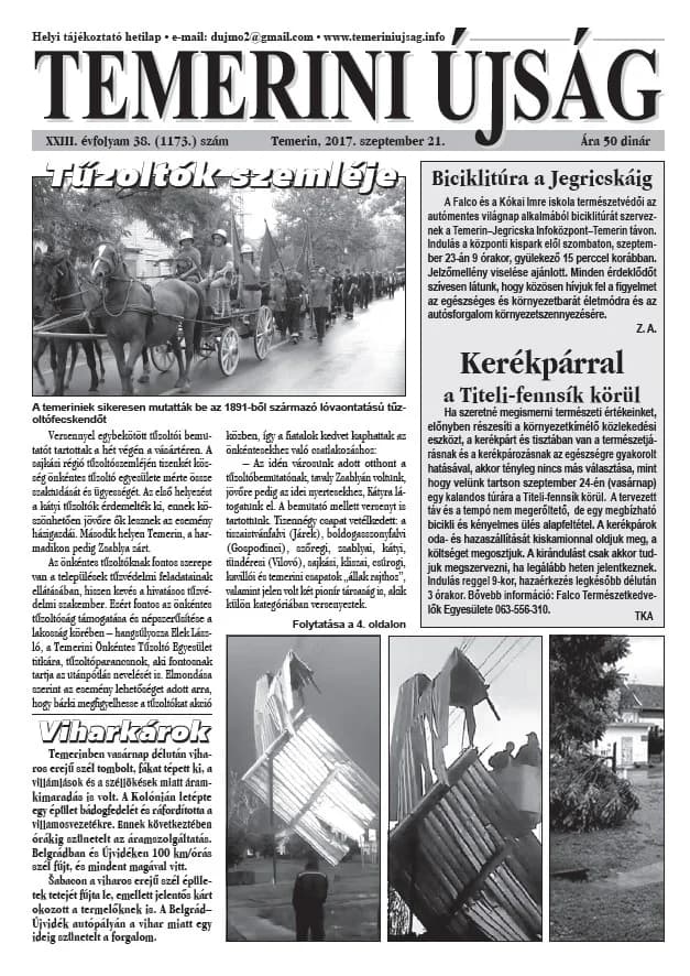 Temerini Újság, 23. évf. 2017. szeptember 21. 38. sz.