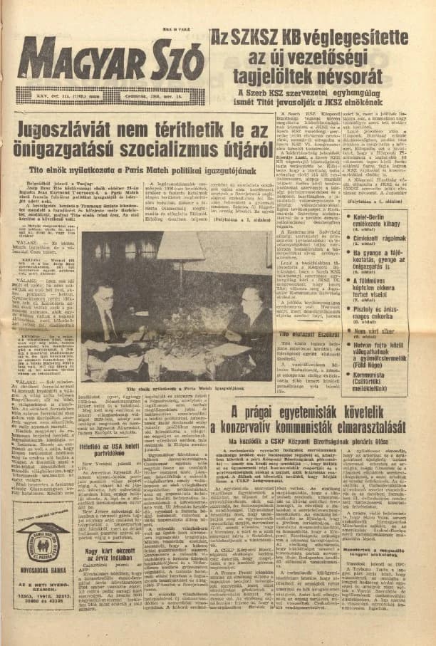 Magyar Szó, 25. évf. 1968. november 14. 315. sz. 1–20. oldal