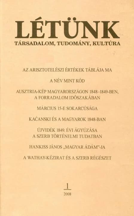 Létünk, 38. évf. 2008. 1. sz. 1–132. oldal