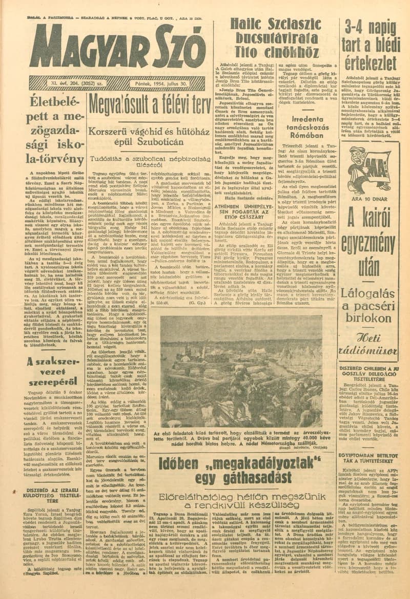 Magyar Szó, 11. évf. 1954. július 30. 204. sz. 1–8. oldal