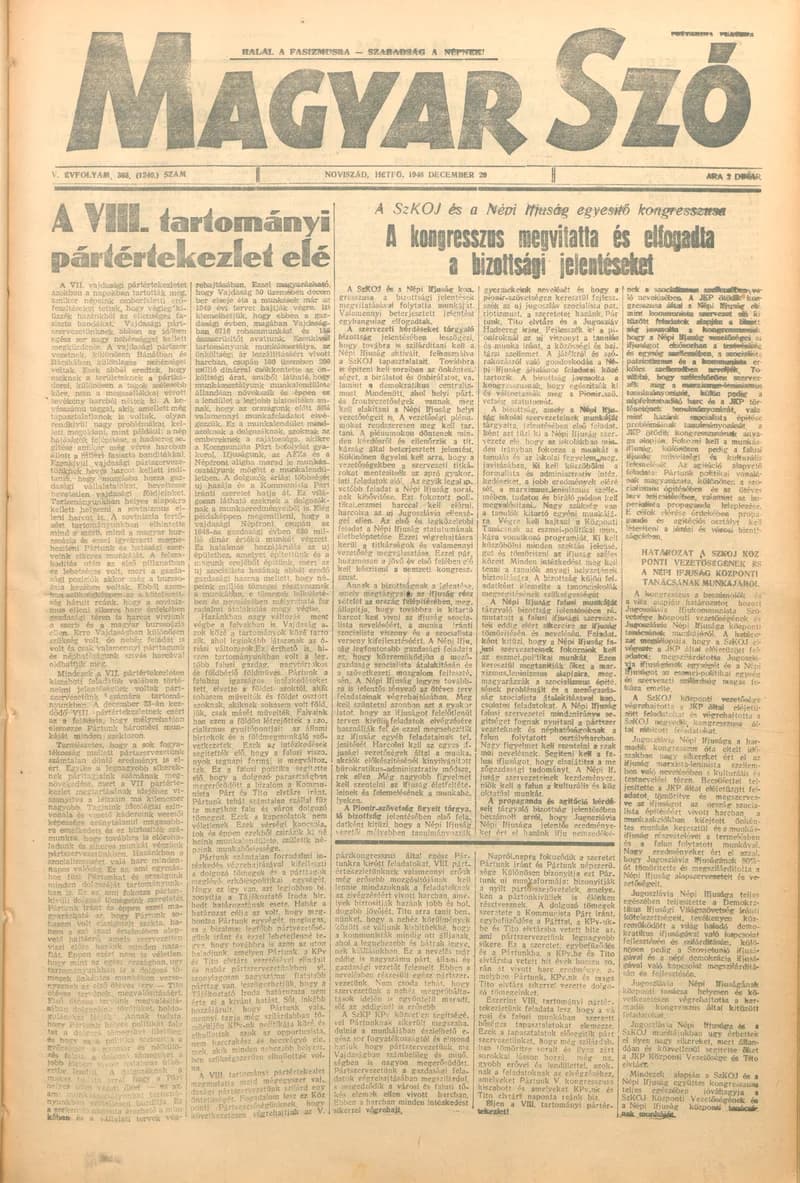 Magyar Szó, 5. évf. 1948. december 20. 303. sz. 1–4. oldal