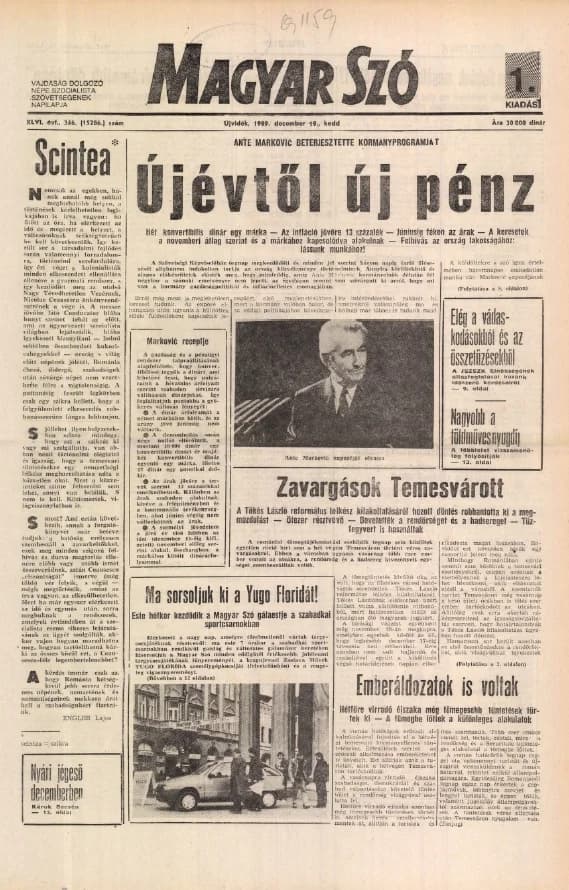 Magyar Szó, 46. évf. 1989. december 19. 346. sz. 1–16. oldal