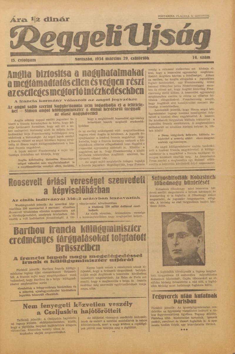 Reggeli Újság, 15. évf. 1934. március 29. 74. sz.