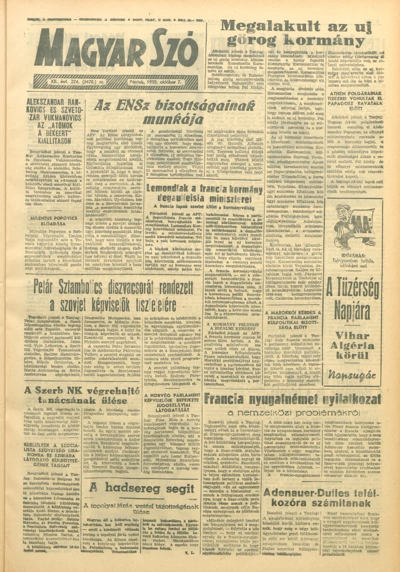 Magyar Szó, 12. évf. 1955. október 7. 274. sz. 1–8. oldal