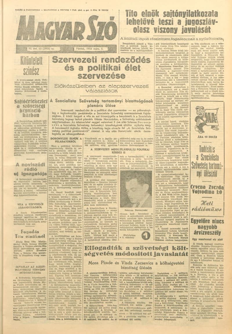 Magyar Szó, 11. évf. 1954. március 5. 60. sz. 1–10. oldal