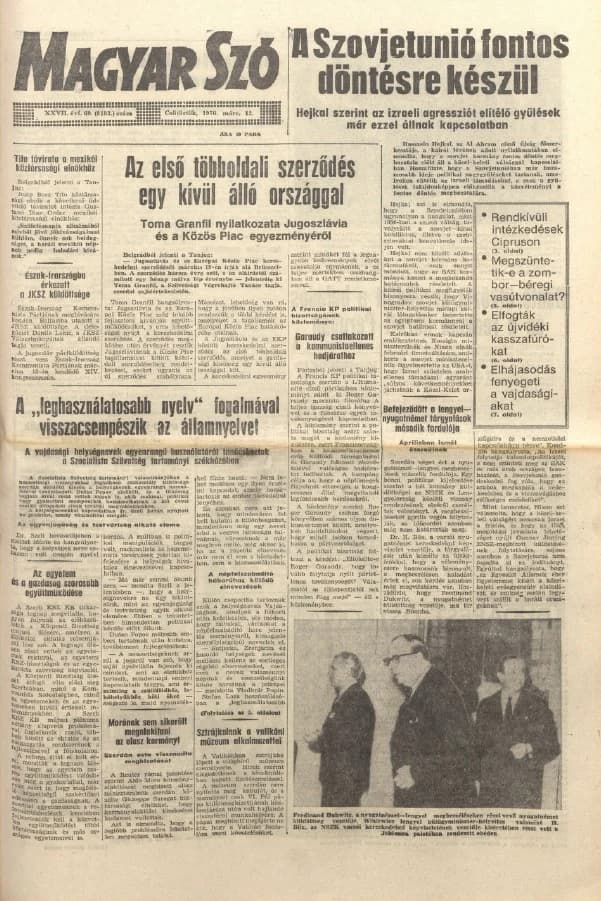 Magyar Szó, 27. évf. 1970. március 12. 69. sz. 1–20. oldal