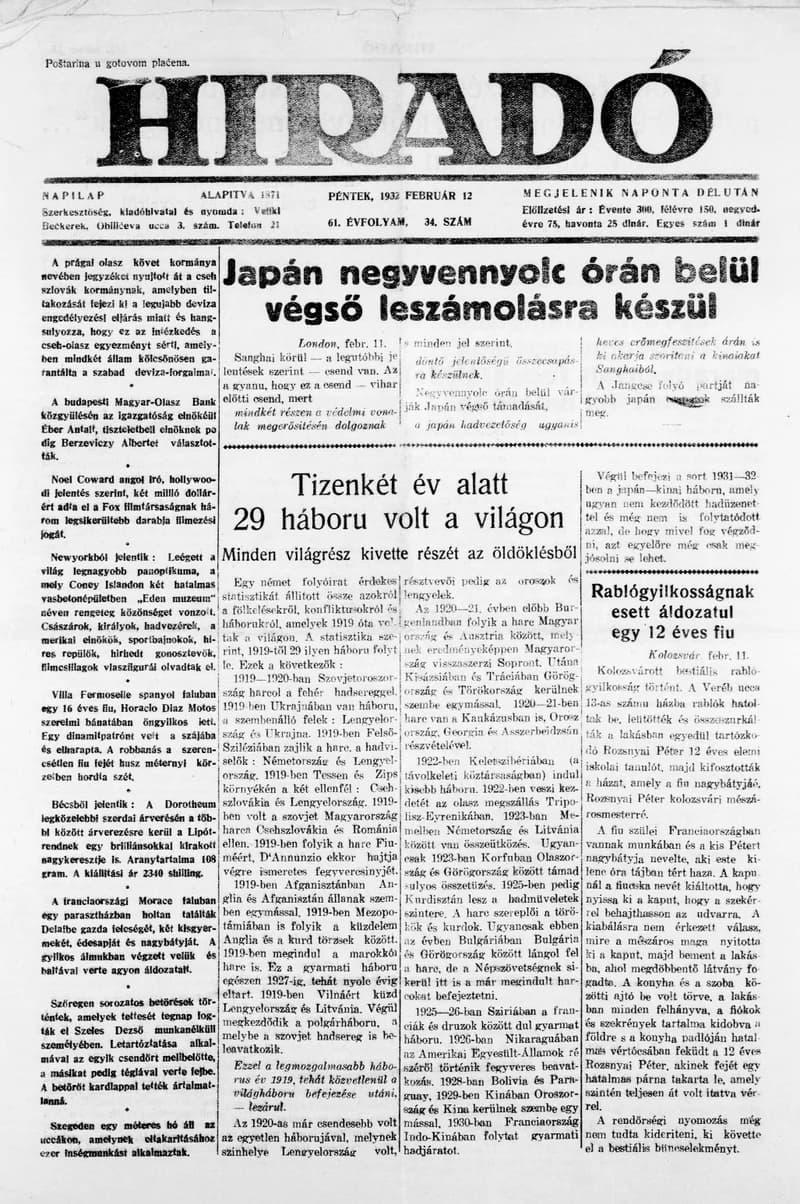 Híradó, 61. évf. 1932. február 12. 34. sz.