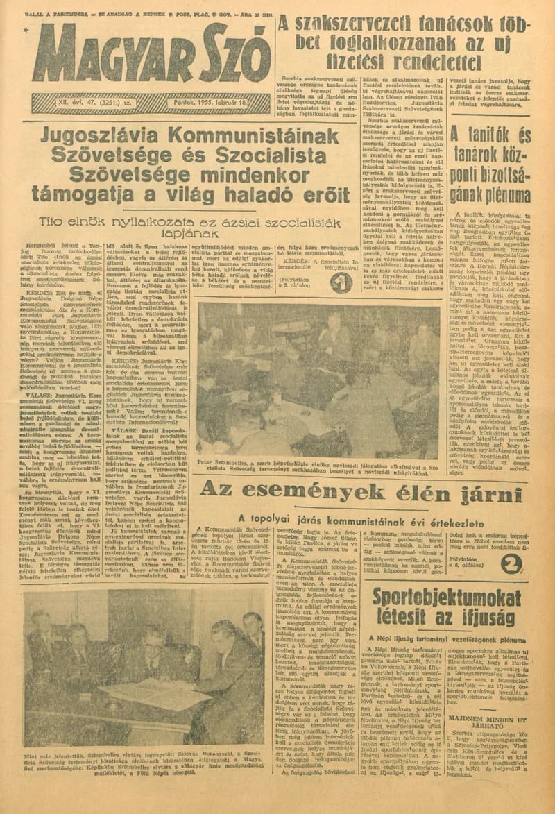 Magyar Szó, 12. évf. 1955. február 18. 47. sz. 1–10. oldal