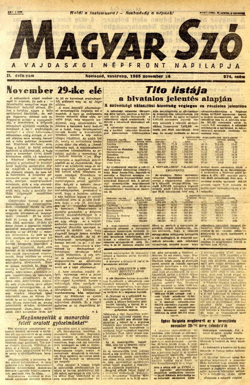 Magyar Szó, 2. évf. 1945. november 25. 274. sz. 1–8. oldal