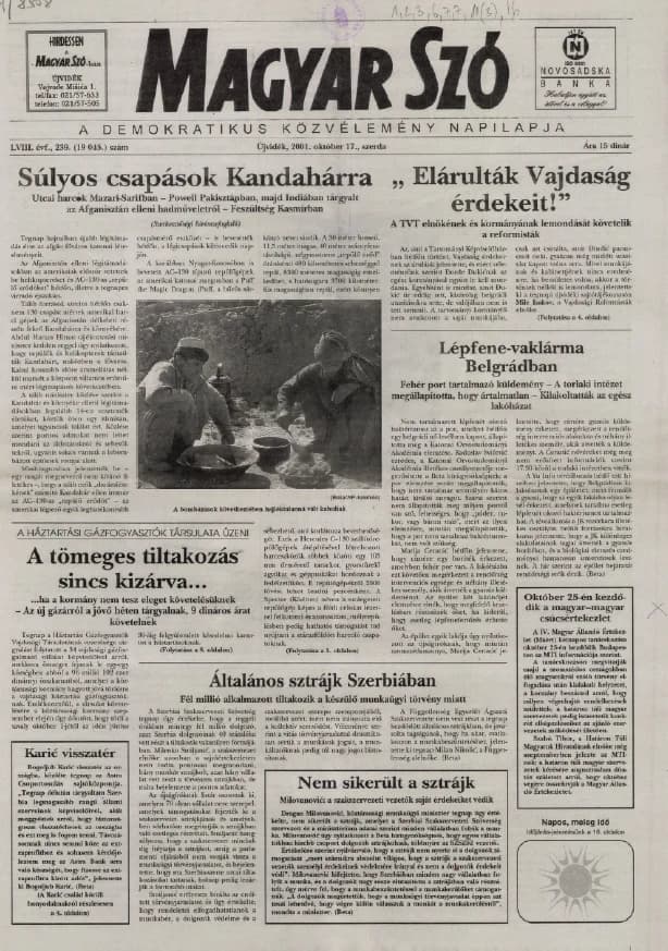 Magyar Szó, 58. évf. 2001. október 17. 239. sz. 1–16. oldal