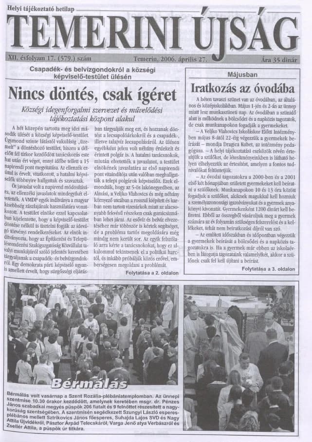 Temerini Újság, 12. évf. 2006. április 27. 17. sz.