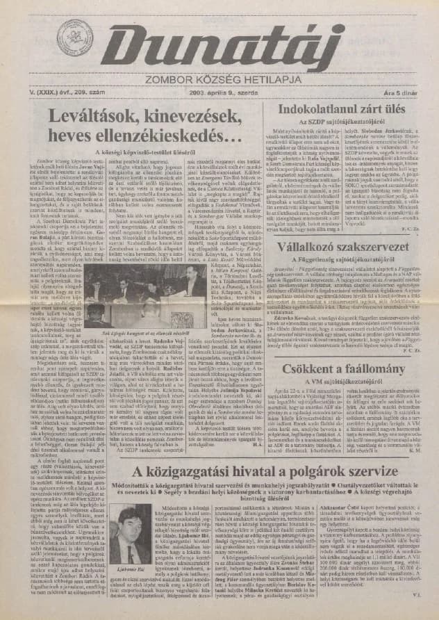 Dunatáj, 5. évf. 2003. április 9. 209. sz.